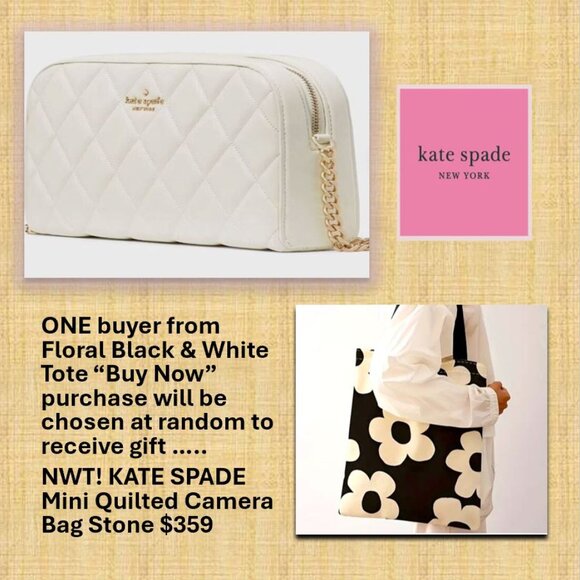 Floral Tote Bag. RAFFLE: NWT! Kate Spade Mini Camera Quilted Stone Retail $359 - Picture 1 of 8